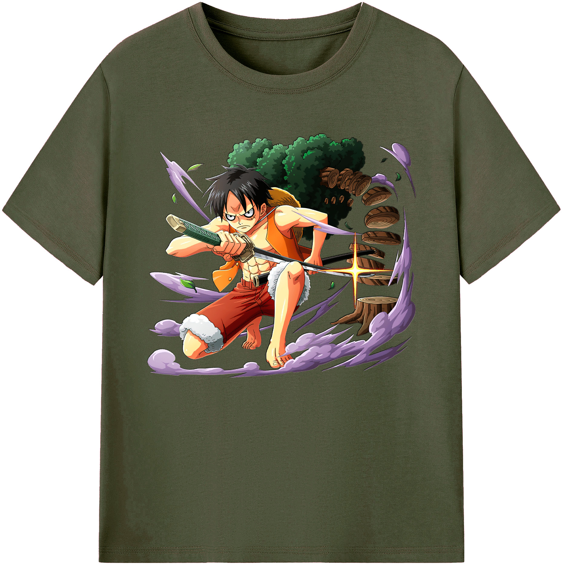 ワンピース モンキー・D・ルフィ ONE PIECE Monkey D. Luffy 綿100％ メンズ半袖Tシャツ｜肌触りやわらか＆通気性
